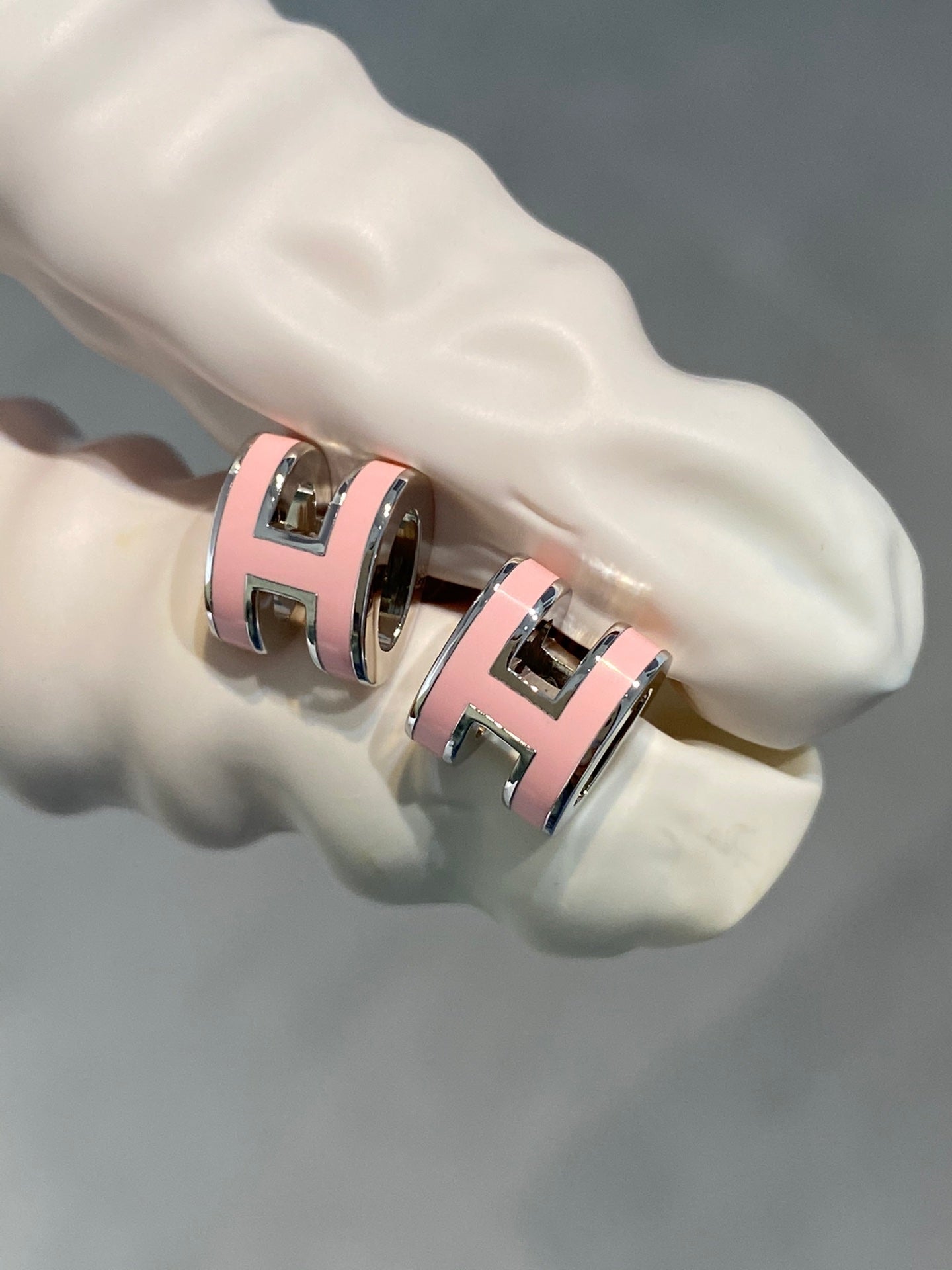 [ECHO ]MINI POP H SILVER EARRINGS PINK