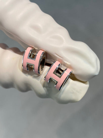 [ECHO ]MINI POP H SILVER EARRINGS PINK