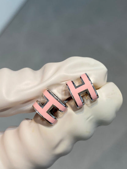 [ECHO ]MINI POP H SILVER EARRINGS PINK