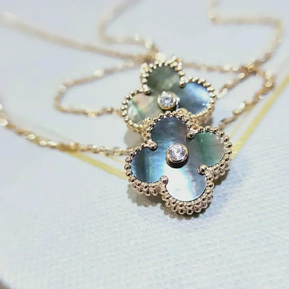 [ECHO ]CLOVER 15MM DIAMOND AND MOTHER-OF-GREY NECKLACE