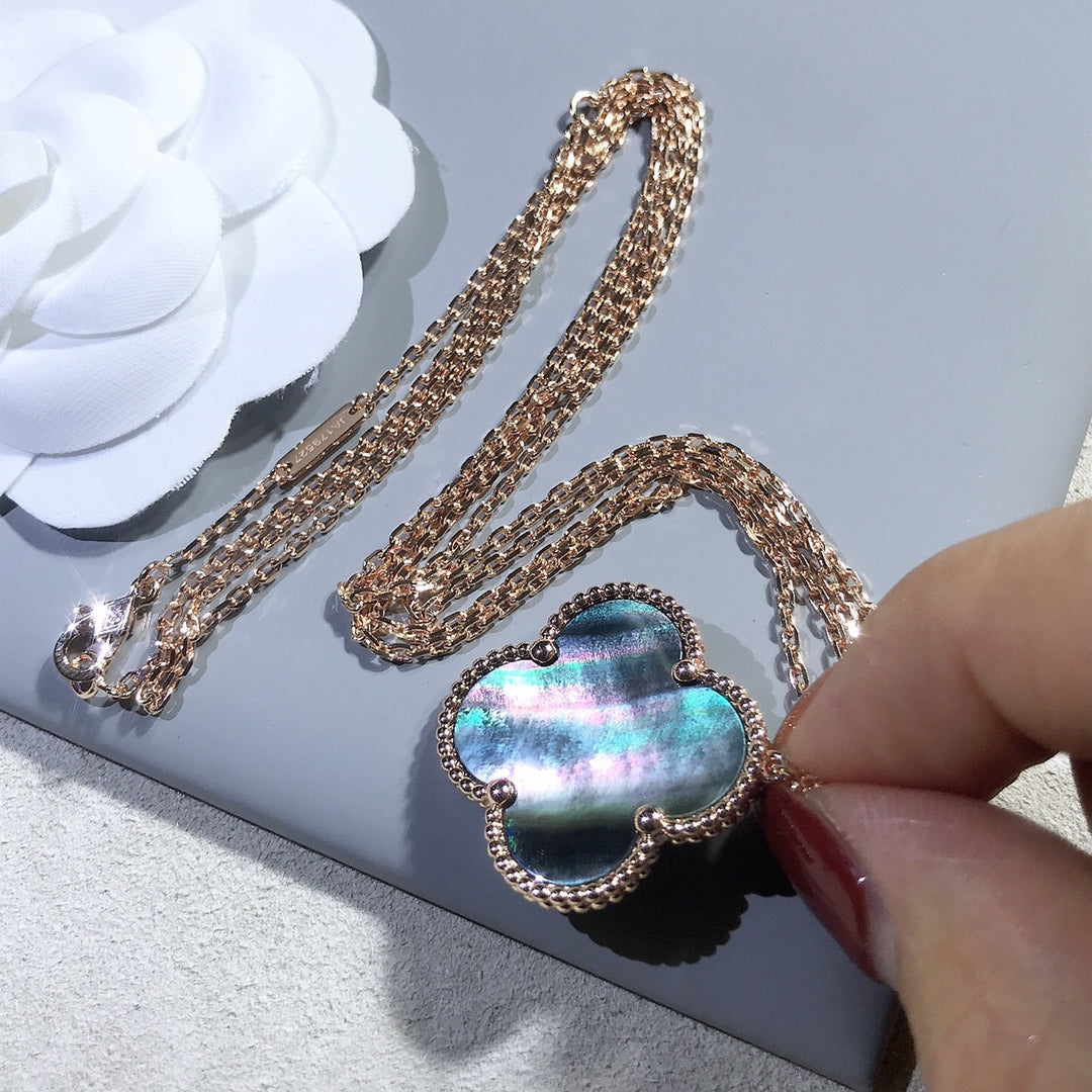 [ECHO ]CLOVER 25MM GOLD DARK MOP BIG CLOVER NECKLACE