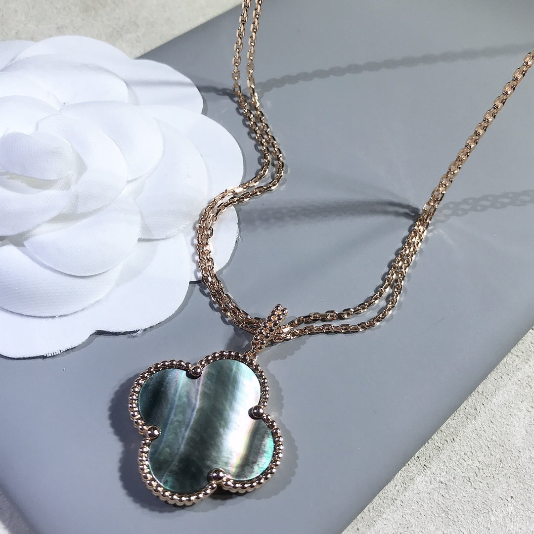[ECHO ]CLOVER 25MM GOLD DARK MOP BIG CLOVER NECKLACE