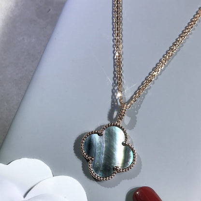 [ECHO ]CLOVER 25MM GOLD DARK MOP BIG CLOVER NECKLACE