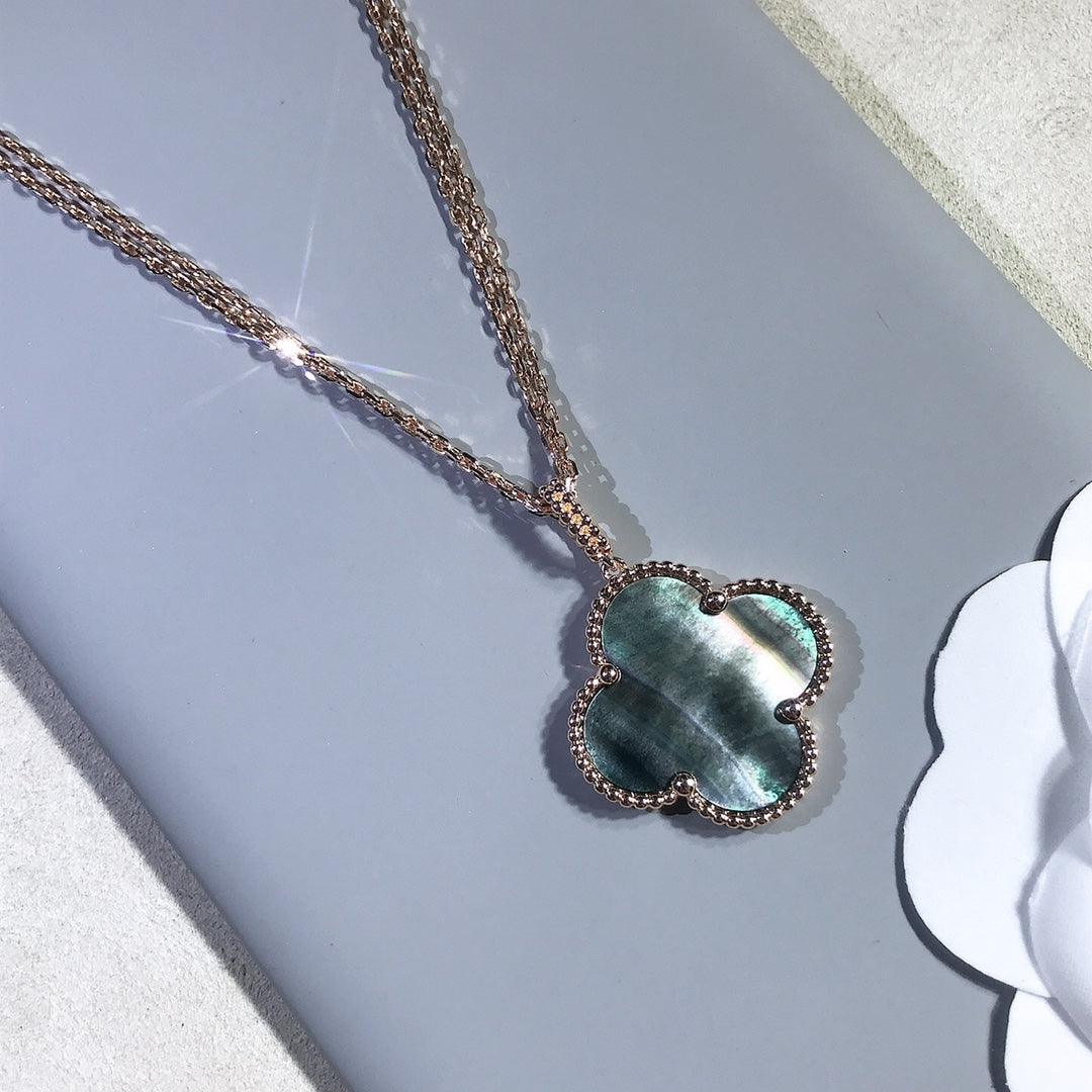 [ECHO ]CLOVER 25MM GOLD DARK MOP BIG CLOVER NECKLACE