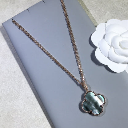 [ECHO ]CLOVER 25MM GOLD DARK MOP BIG CLOVER NECKLACE