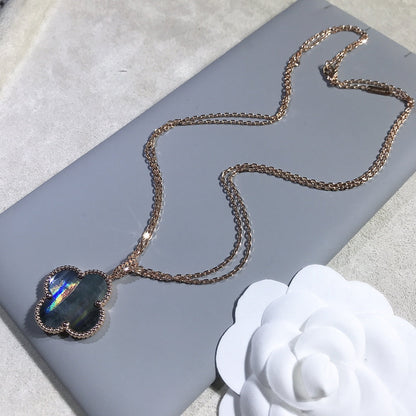 [ECHO ]CLOVER 25MM GOLD DARK MOP BIG CLOVER NECKLACE