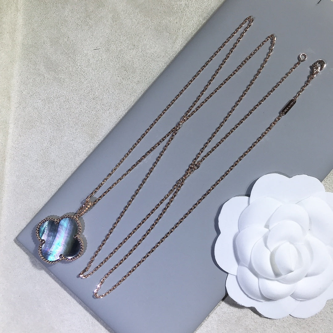 [ECHO ]CLOVER 25MM GOLD DARK MOP BIG CLOVER NECKLACE