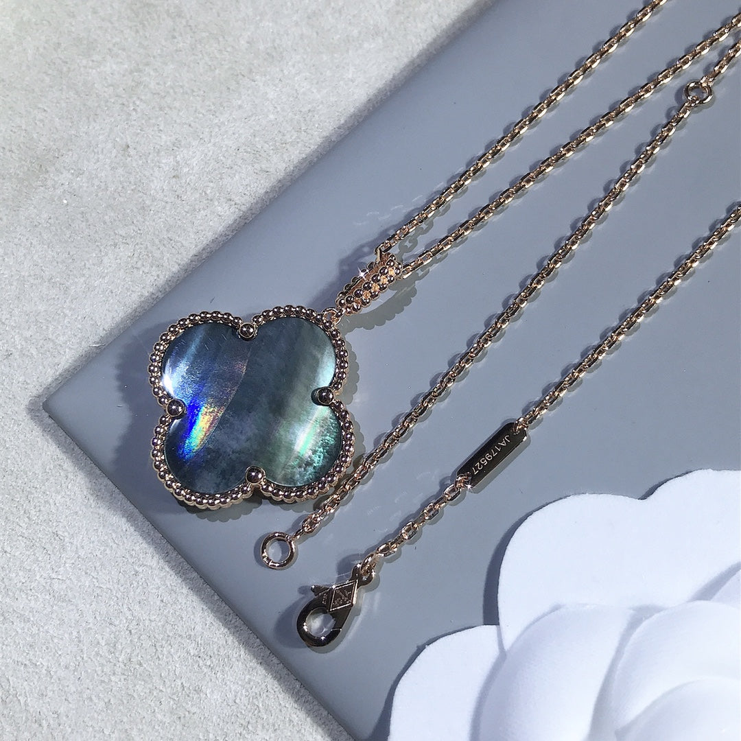 [ECHO ]CLOVER 25MM GOLD DARK MOP BIG CLOVER NECKLACE