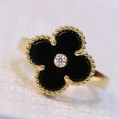 [ECHO ]CLOVER ONYX RING GOLD DIAMOND