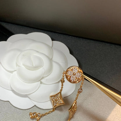 [ECHO ]STAR AND SUN 4 MOTIFS GOLD DIAMONDS BRACELET