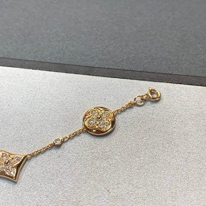 [ECHO ]STAR AND SUN 4 MOTIFS GOLD DIAMONDS BRACELET