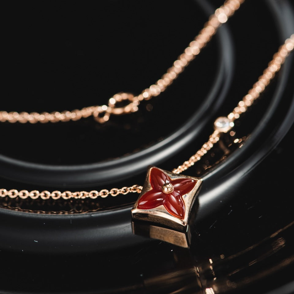 [ECHO ]STAR NECKLACE PINK GOLD 1 DIAMOND