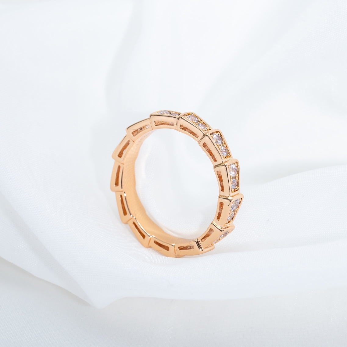 [ECHO ]SERPENTI RING PINK GOLD DIAMOND PAVED 3MM