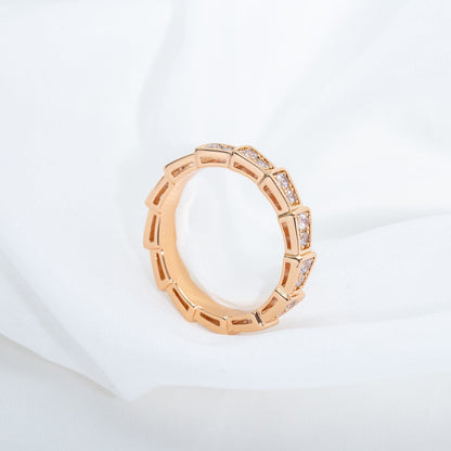 [ECHO ]SERPENTI RING PINK GOLD DIAMOND PAVED 3MM