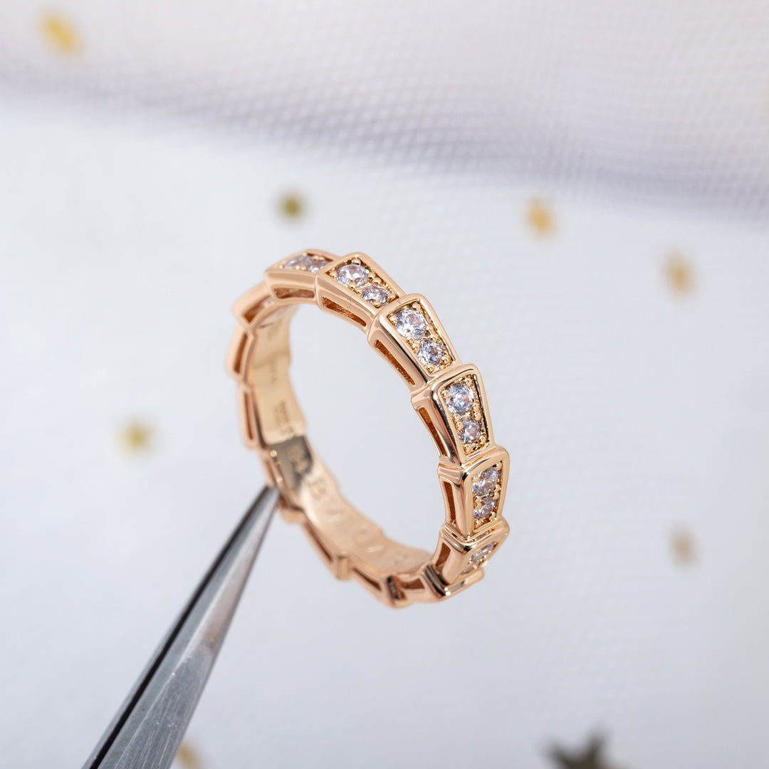 [ECHO ]SERPENTI RING PINK GOLD DIAMOND PAVED 3MM