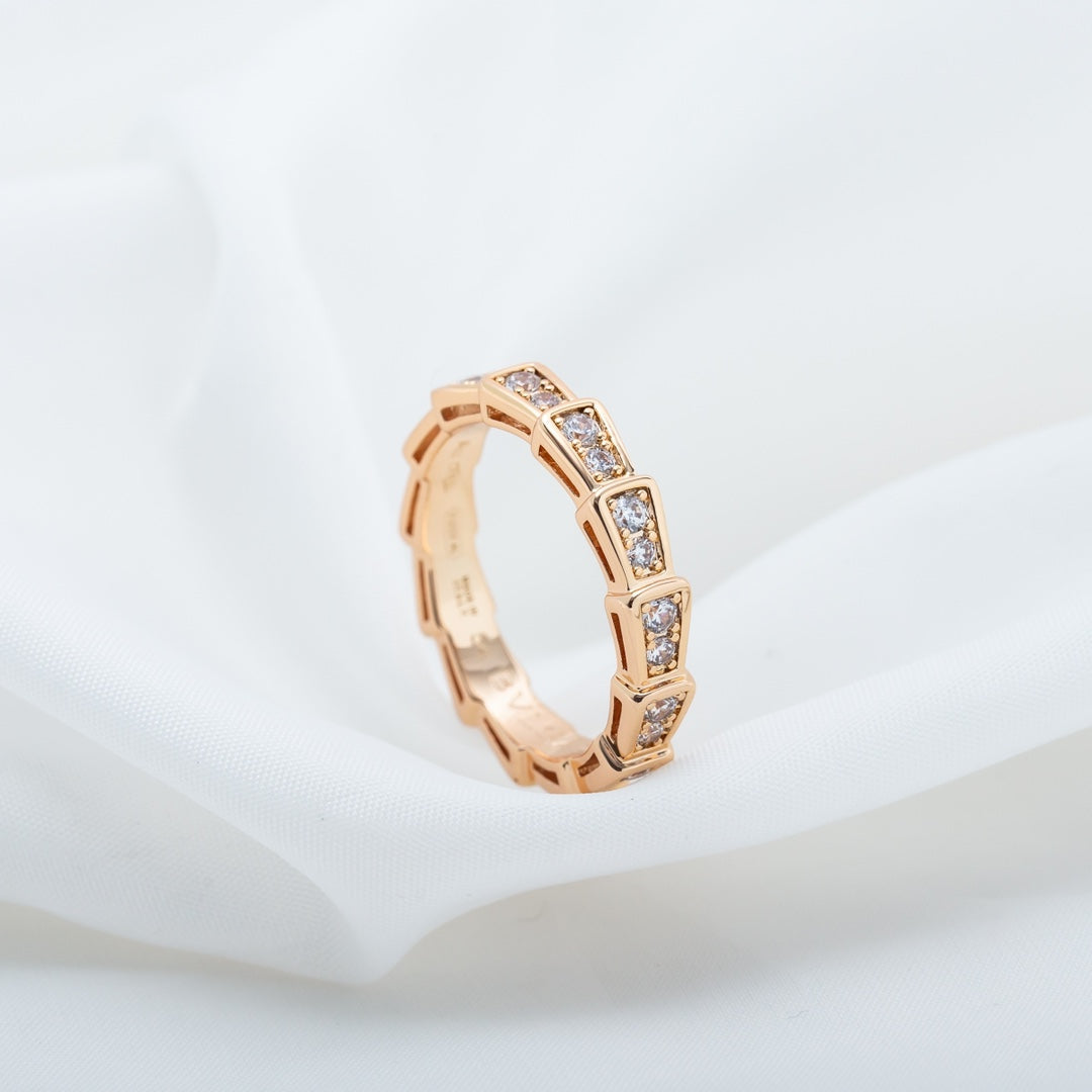 [ECHO ]SERPENTI RING PINK GOLD DIAMOND PAVED 3MM