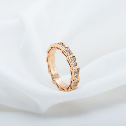 [ECHO ]SERPENTI RING PINK GOLD DIAMOND PAVED 3MM