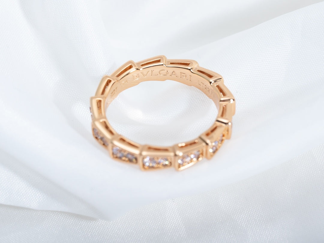 [ECHO ]SERPENTI RING PINK GOLD DIAMOND PAVED 3MM