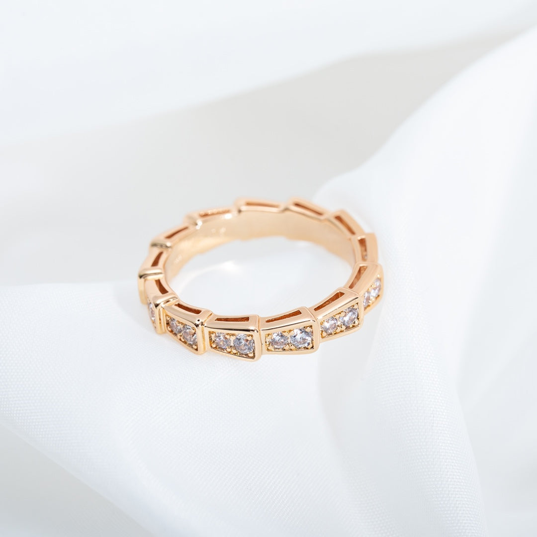 [ECHO ]SERPENTI RING PINK GOLD DIAMOND PAVED 3MM