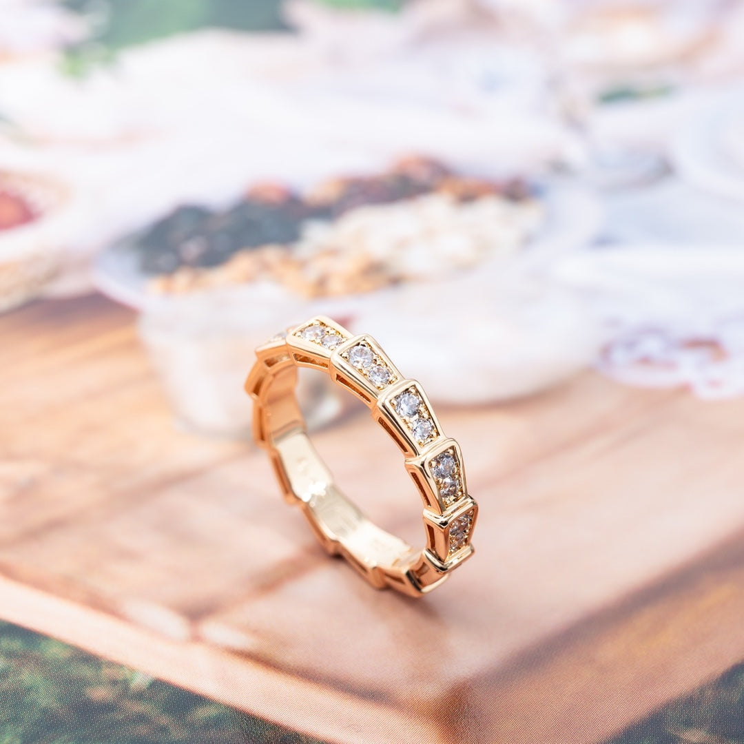 [ECHO ]SERPENTI RING PINK GOLD DIAMOND PAVED 3MM