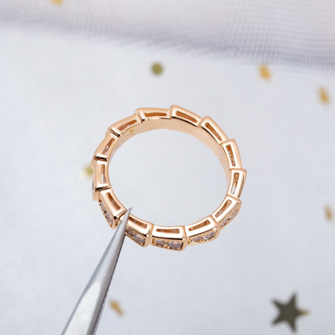 [ECHO ]SERPENTI RING PINK GOLD DIAMOND PAVED 3MM