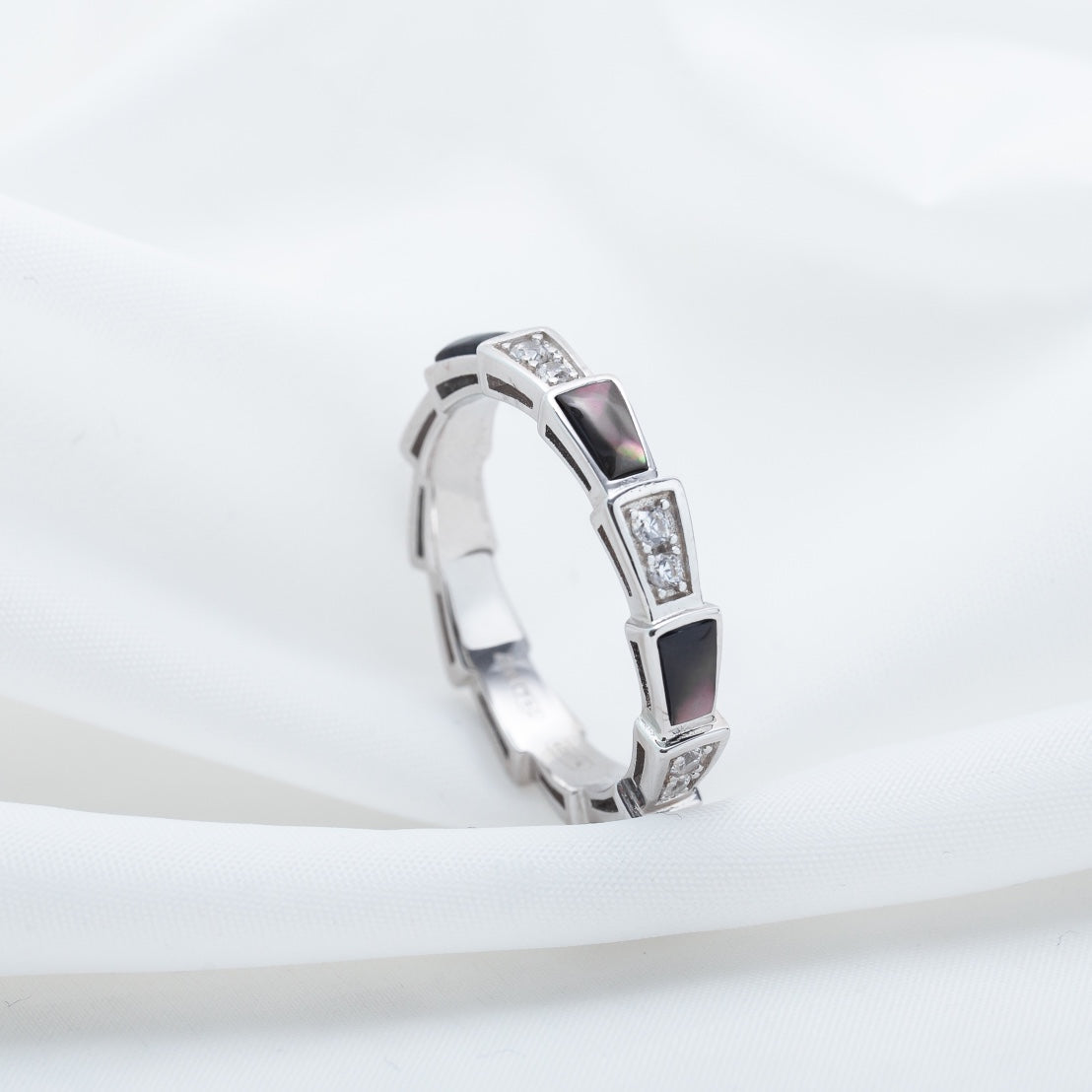 [ECHO ]SERPENTI RING SILVER  DIAMOND BLACK MOP 3MM