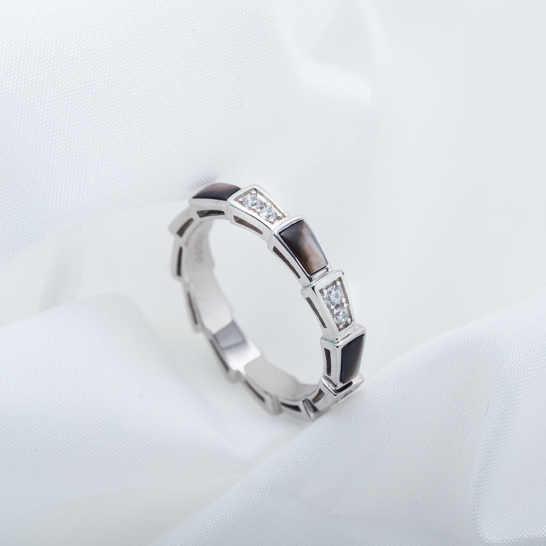 [ECHO ]SERPENTI RING SILVER  DIAMOND BLACK MOP 3MM