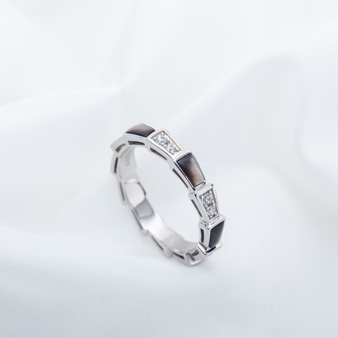 [ECHO ]SERPENTI RING SILVER  DIAMOND BLACK MOP 3MM
