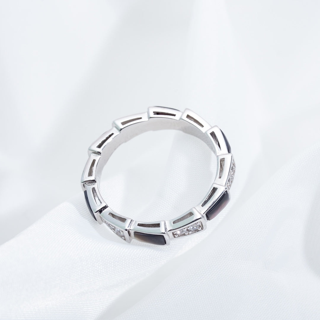 [ECHO ]SERPENTI RING SILVER  DIAMOND BLACK MOP 3MM