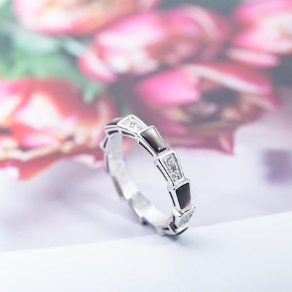 [ECHO ]SERPENTI RING SILVER  DIAMOND BLACK MOP 3MM