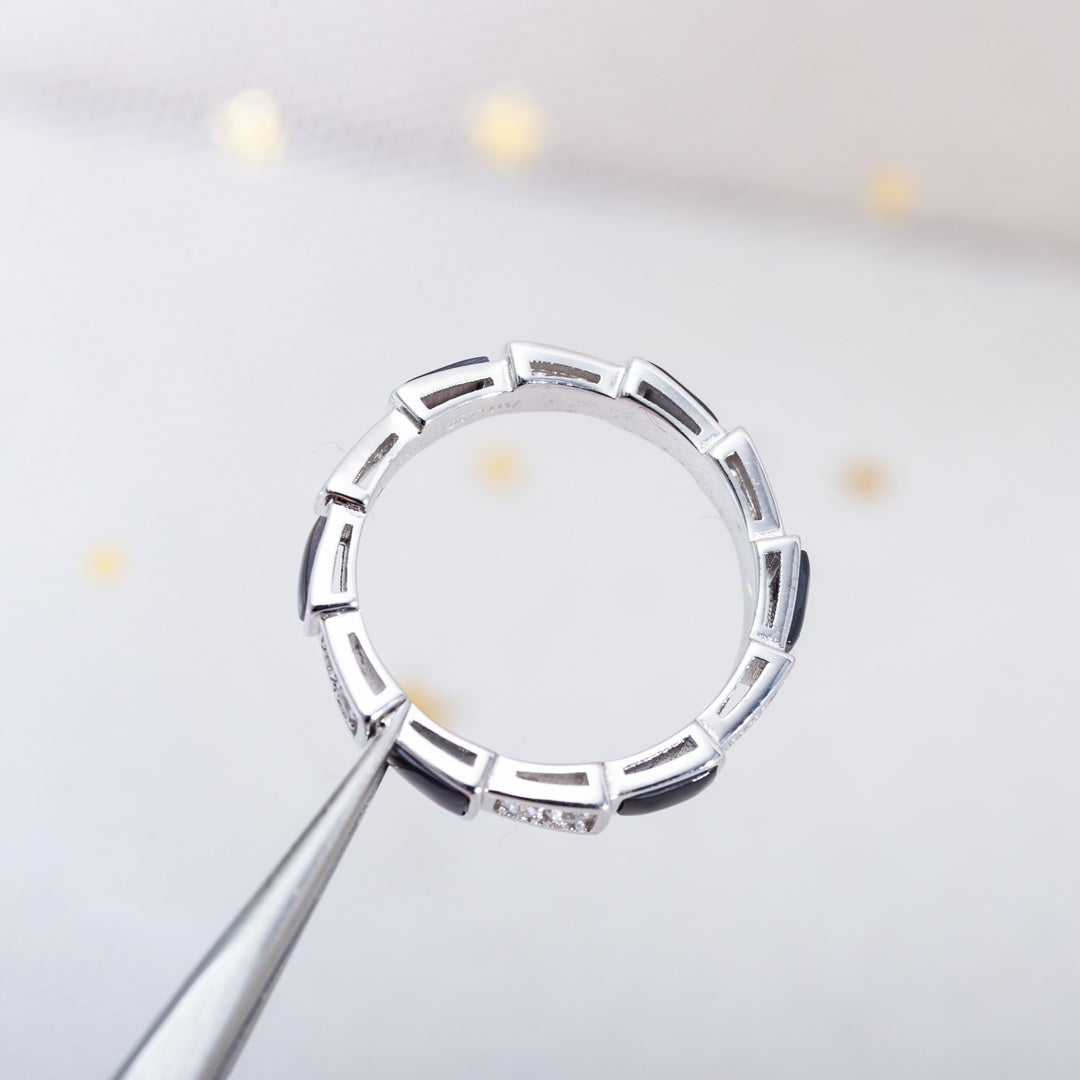 [ECHO ]SERPENTI RING SILVER  DIAMOND BLACK MOP 3MM