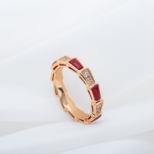 [ECHO ]SERPENTI RING PINK GOLD CARNELIAN DIAMOND 3MM