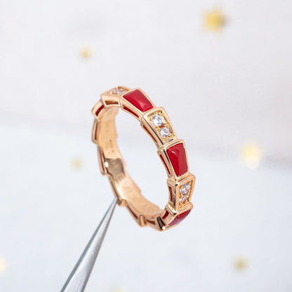 [ECHO ]SERPENTI RING PINK GOLD CARNELIAN DIAMOND 3MM