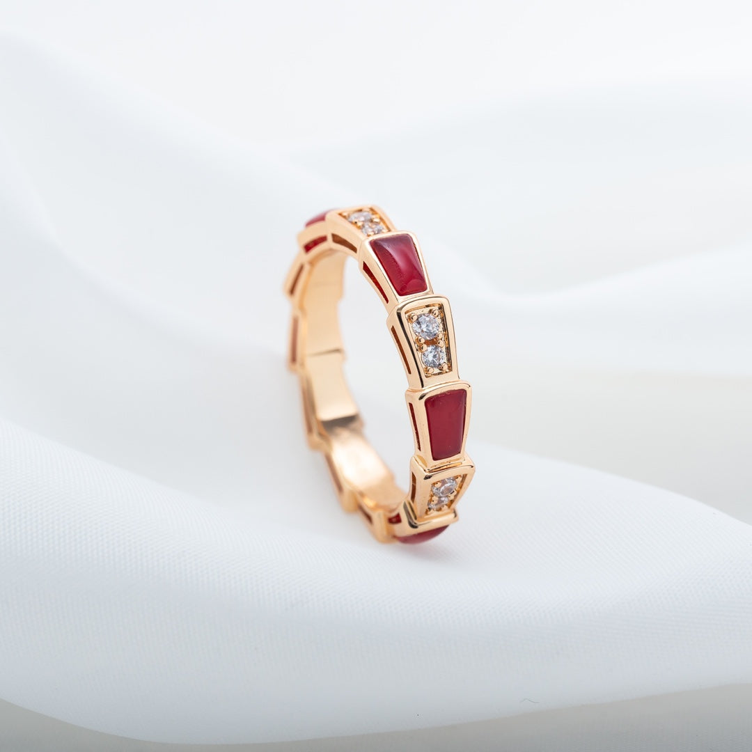 [ECHO ]SERPENTI RING PINK GOLD CARNELIAN DIAMOND 3MM