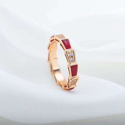 [ECHO ]SERPENTI RING PINK GOLD CARNELIAN DIAMOND 3MM
