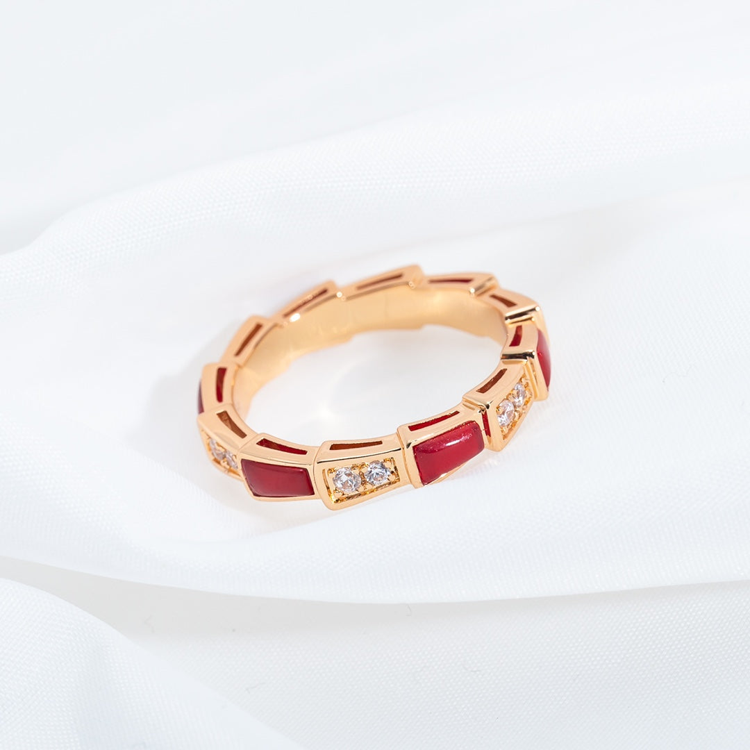 [ECHO ]SERPENTI RING PINK GOLD CARNELIAN DIAMOND 3MM