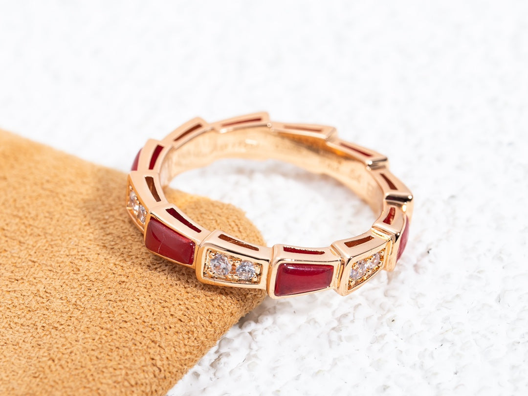 [ECHO ]SERPENTI RING PINK GOLD CARNELIAN DIAMOND 3MM
