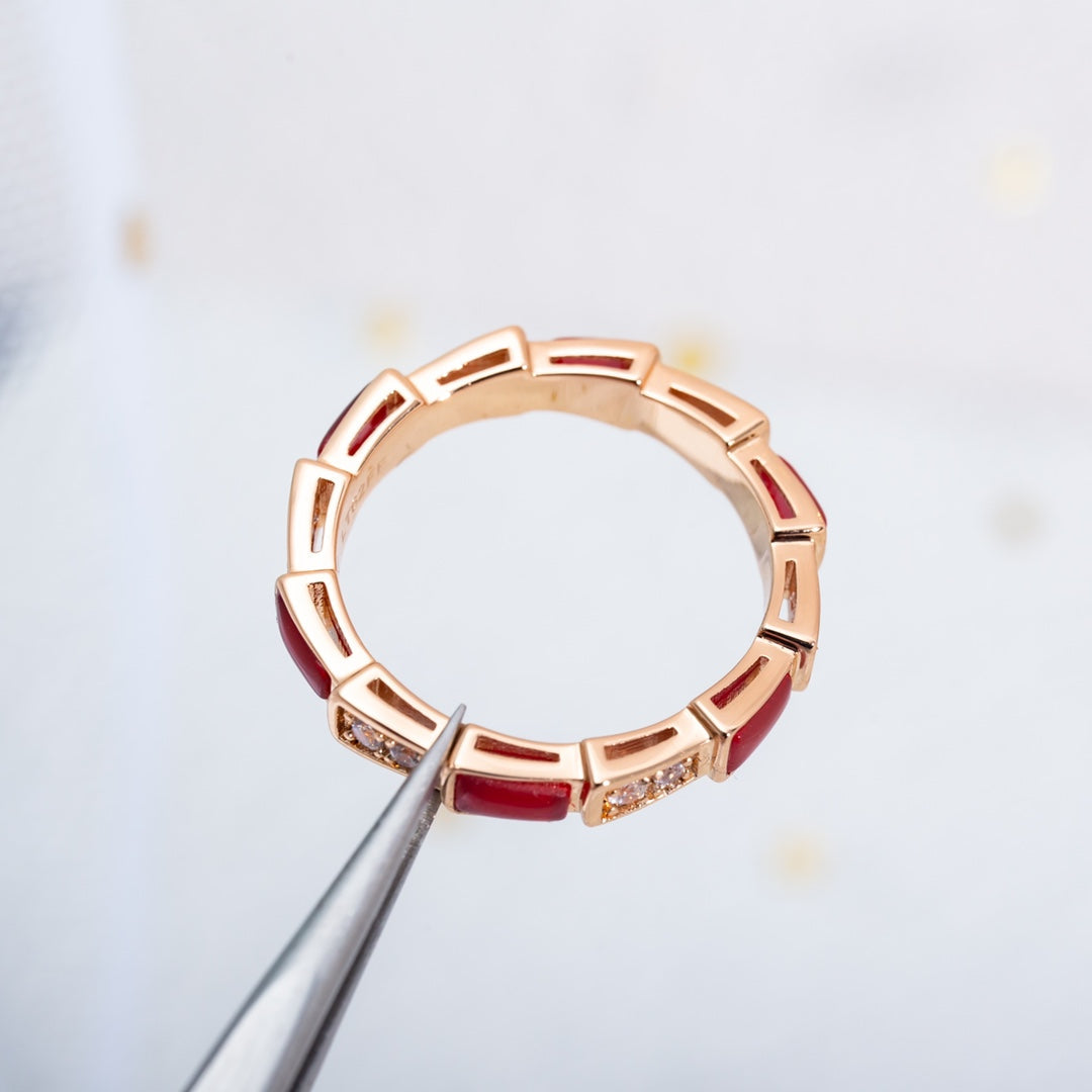 [ECHO ]SERPENTI RING PINK GOLD CARNELIAN DIAMOND 3MM