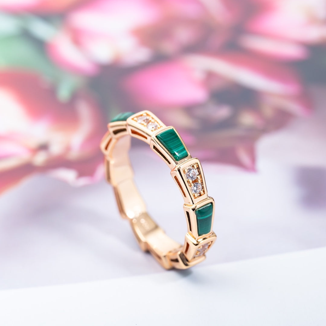 [ECHO ]SERPENTI RING PINK GOLD MALACHITE DIAMOND 3MM