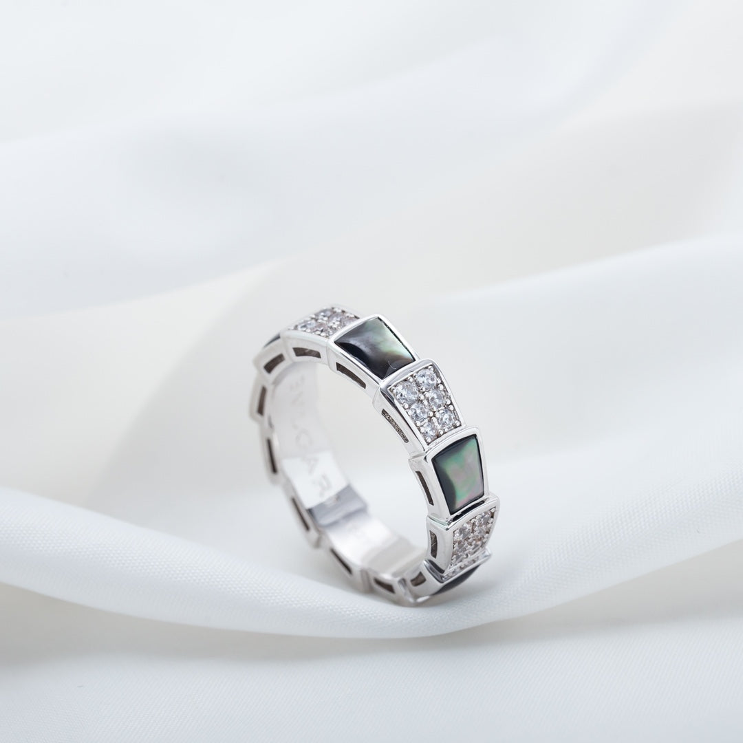 [ECHO ]SERPENTI RING SILVER DIAMOND BLACK MOP 4MM