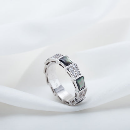 [ECHO ]SERPENTI RING SILVER DIAMOND BLACK MOP 4MM