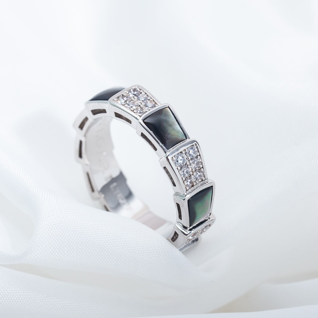 [ECHO ]SERPENTI RING SILVER DIAMOND BLACK MOP 4MM