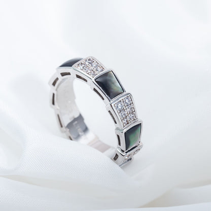 [ECHO ]SERPENTI RING SILVER DIAMOND BLACK MOP 4MM