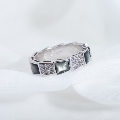 [ECHO ]SERPENTI RING SILVER DIAMOND BLACK MOP 4MM