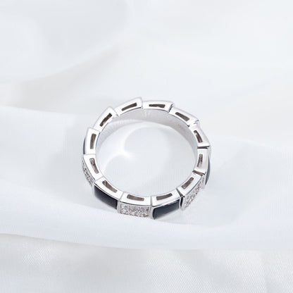 [ECHO ]SERPENTI RING SILVER DIAMOND BLACK MOP 4MM