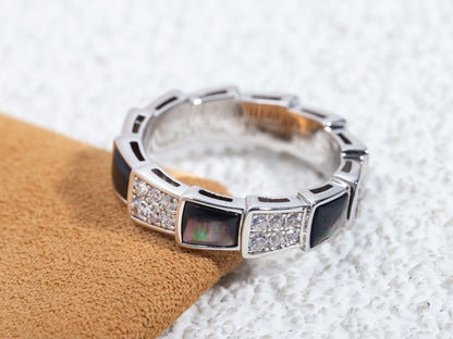 [ECHO ]SERPENTI RING SILVER DIAMOND BLACK MOP 4MM