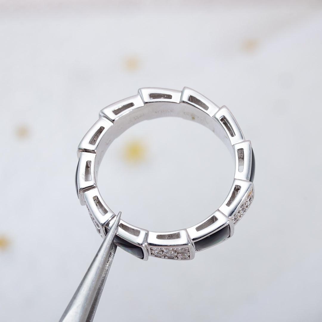 [ECHO ]SERPENTI RING SILVER DIAMOND BLACK MOP 4MM