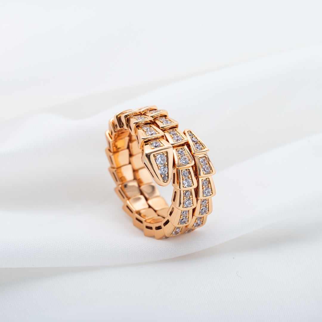 [ECHO ]SERPENTI RING PINK GOLD DIAMOND DOUBLE ROW