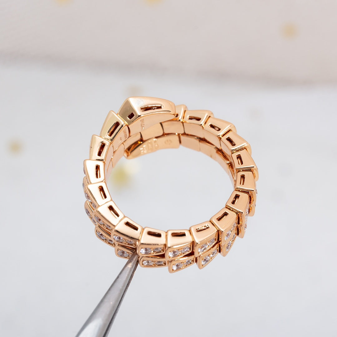 [ECHO ]SERPENTI RING PINK GOLD DIAMOND DOUBLE ROW