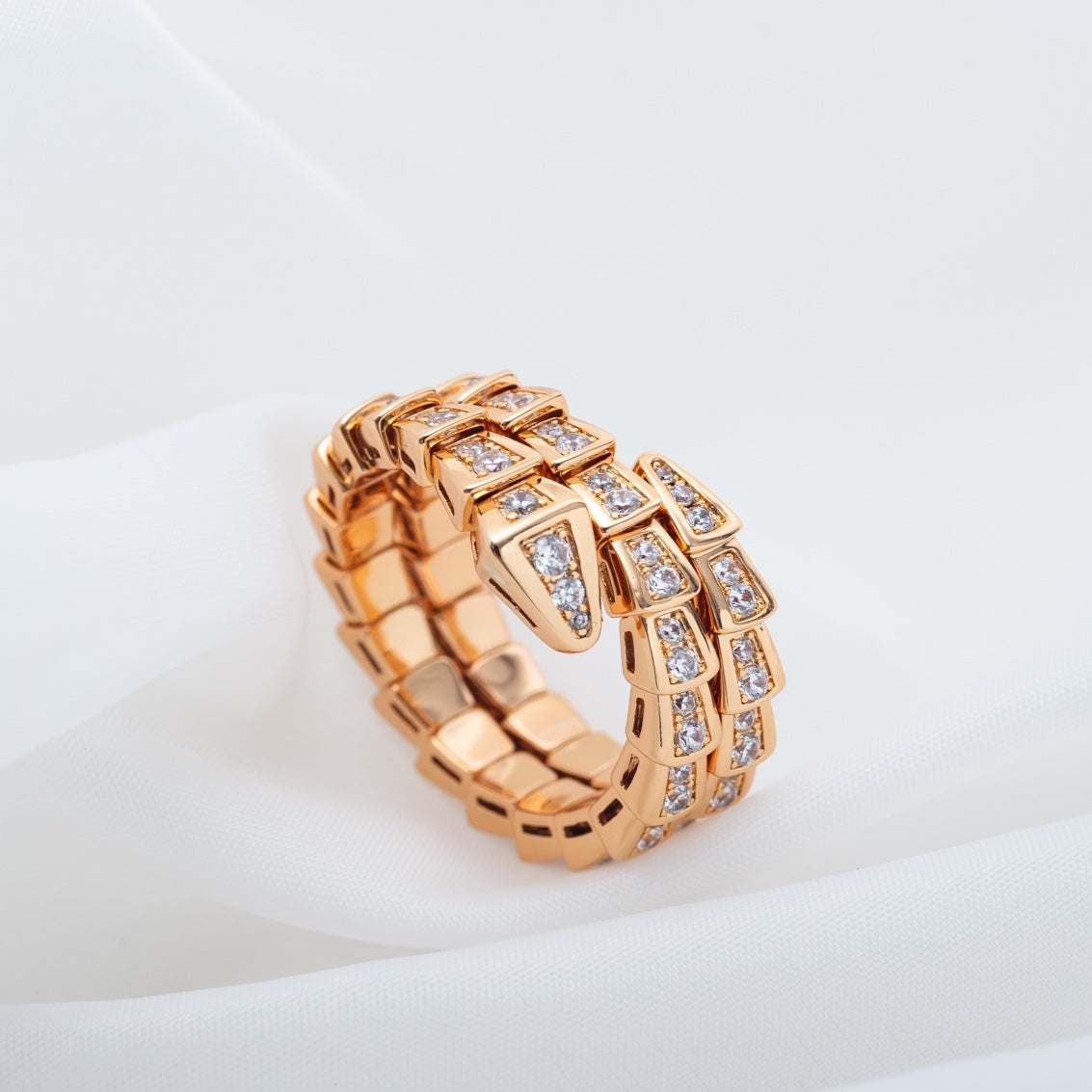 [ECHO ]SERPENTI RING PINK GOLD DIAMOND DOUBLE ROW